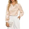 JASAMBAC - Camicia da donna in raso, a maniche lunghe, con catena decorativa, elegante, in raso, per feste, elegante, in seta, per lavoro, outfit business, XXL
