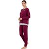 Viterbo Biancheria Pigiama Donna Caldo Cotone Interlock LWW00252 Manica Lunga Pantalone Lungo Autunno Inverno (Bordeaux, S)