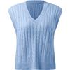 Generic Donne Casual Stampa Senza Maniche Scollo A V A Costine Maglia Split Pullover Maglione Gilet Camicetta Maglione Maglia Gilet Donna, Blu, M
