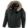 Generisch Giacca da uomo invernale con cappuccio in pelliccia - Giubbotto imbottito con cappuccio e tasche con cerniera | Calda giacca parka per i giorni freddi, M