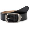 styleBREAKER cintura in vera pelle tinta unita con superficie lucida e grande fibbia, accorciabile, unisex 03010104, colore:Nero, Taglia:100cm