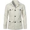 EsukAr Uomo Leggero Safari Giacca Casual Lino Pulsante su Multi-Tasche Cappotto Cargo Outwear