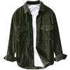 Nidddiv Camicie in velluto a coste da uomo UK Botton Down Overshirts Colletto con risvolto Camicie da uomo Top a maniche lunghe Camicetta casual invernale con tasche Tinta unita Caldo T-shirt da uomo a