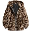 Generico Giacca Uomo Imbottita Cappuccio Largo Stampa Leopardata Hip Hop Giubbotto Inverno Felpa Morbida Antivento Casual Sportiva (Brown, XXL)