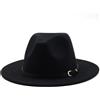 HEYANN Cappello classico Fedora a tesa larga con fibbia per cintura in feltro unisex cappello da trilby da uomo panama cappello jazz cappello per donna uomo, Nero , L