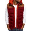 ZDJSWJ Canotta in Piumino Collage da Uomo Giacca senza Maniche trapuntata con Cappuccio Giacca Calda con Cerniera Cappotto Gilet, Vino rosso, XL