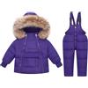Juankrynord Tuta da Sci Impermeabile Invernale per Bambini Due Pezzi (con Cappello Tuta da Sci + Pantaloni da Sci) Tuta da Sci Antivento Traspirante