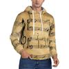 DFEPFKGOKL Felpa con cappuccio da uomo con stampa note musicali con cappuccio con grandi tasche, maniche lunghe grafica 3D casual vestibilità ampia felpe con cappuccio per uomo