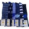 Lucchetti Socks Milano 6 paia Calze Uomo Lunghe filo di scozia Fantasia Cotone colorate Pois Righe Disegni divertenti Made in Italy (Taglia 41-46, Set Vela)
