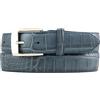 BELTINGER Cintura da uomo con coccodrillo in rilievo 3,5 cm | cintura in pelle da uomo 35mm effetto coccodrillo | cintura da uomo con motivo coccodrillo | blu denim 100cm