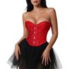 VONMELLI Corsetto Donna Sexy Bustier Corsetto Top Lace Up Overbust Shapewear Lingerie Costume Cosplay per Halloween, Carnevale e Feste Rosso L