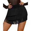 SEAUR Gonna latina da donna con frange, con pantaloncini, Tango Rumba Cha Cha Samba, abbigliamento da danza, lunghezza gonna: 38-39 cm, EU S-XL = (Asie M-2XL)