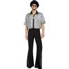 Generic Set costume da discoteca hippie da uomo con camicia, occhiali, collane, parrucche, pantaloni svasati, abbigliamento anni '80, abbigliamento per travestimento per cosplay anni '50, 60, 70, cosplay
