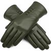 TheGloveHut Guanti da donna in vera pelle morbida completamente foderati, Verde scuro, S (17 cm)