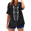 Generico Camicia Lino Donna Manica Lunga Elegante, Camicetta con Scollo a V Lunga Bluse e Camicie Tinta Unita Oversize Blouses Ricamo Tinta Unita Tops Trasparente alla Moda per L'Estate, Vacanza #0309Y