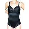 Leo Corsetteria Body modellante medio/forte 615 tg.46/48 coppa D/E Nero con Pizzo Lurex