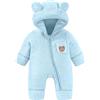 WYTbaby Tuta Invernale in Pile per Neonati con Cappuccio, Schneeanzug Caldo, Strampler Romper per Bambino e Bambina, 0-12 Mesi, Blu, 3-6 Monate