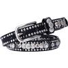 Generic Donna Cintura Sottile in Pelle Con Borchie Larga 2 Cm Cinturino Con Rivetti Rotondi Floreali in Argento Brillante per Jeans, Pantaloni, Abiti(Black)