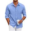 COOFANDY Camicia Oxford Uomo Manica Lunga Camicie Eleganti Blu M | Camicia Cotone Classico con Taschino Camicia Ufficio Smart Casual Shirt Regular Fit Tutte le Stagioni