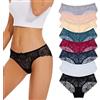 Evolyline Mutande da donna in pizzo, biancheria intima da donna, con pizzo, confezione da 6, Multicolore A-8er, L
