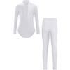 ranrann Camicia da Ballo Ragazzo Body Danza Classica con Strass e Leggings Completo da Ballo Latino Tuta da Ginnastica Leotard Pattinaggio Artistico Dancewear Bianco 11-12 anni