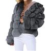 YIzdegg Giacca di pelliccia da donna nera: invernale da donna, elegante, corta, in pelliccia sintetica, giacca invernale in tinta unita, con pelliccia sintetica, argento, XXXL