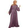 Generic Abito da donna musulmano tinta unita Abaya, lunghezza intera, vestibilità ampia, caftano musulmano con maniche lunghe, modesto abito islamico maxi da indossare tutti i giorni, preghiera e moschea