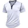 MakingDa Henley Shirt Uomo Manica Corta Vintage Bottoni Palestra Muscle Fit T Shirt Estiva Tinta Unita Golf Informale Traspirante Soffice Classico Slim Lavoro Sportiva Grandad Shirt Bianco L