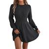 Duohropke Abito da donna, elegante, lavorato a maglia, invernale, a linea A, mini abito, tunica, caldo, maglione invernale, comodo, morbido, pullover, abito invernale con scollo rotondo, maglione