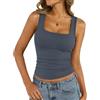 Tomwell Canotta da donna in cotone, senza maniche | Top estivo a costine, scollo quadrato, basic, sciancrato, spalline sottili, casual, tinta unita