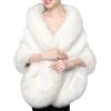 Amosfun - Sciarpa in Pelliccia Sintetica, da Sposa, per Matrimonio Bianco Bianco