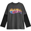 Hot Wheels T-Shirt a Maniche Lunghe da Pattinatore per Ragazzi | Maglietta Grafica per Bambini con Logo Flame in Grigio e Nero | Top di Abbigliamento iconico per Auto da Corsa
