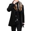 Generic Cappotti invernali lunghi da uomo Cappotto invernale con collo in pelliccia sintetica Giacca monopetto calda ed elegante da uomo