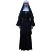 Genérico Abito da suora adatto per Halloween, carnevale, feste a tema, gotico, retrò, con cappuccio, costume da suora medievale per donne religiose e vicarie, Nero , L