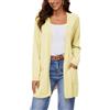 BERESIA Cardigan Aperto in Cotone 100% per Donna con Tasche, Maniche Lunghe, Morbido, Oversize, Maglione Casual da Donna, Giallo Chiaro, S