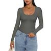 Ekouaer Maglia Termica Donna Girocollo Casual Sexy Calda Intimo Strato di Base Top Grigio Scuro XL