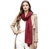 LA FERANI Sciarpa in seta da donna, 100% seta, foulard, sciarpa tinta unita, colore bianco nero, 180 x 90 cm, tinta unita, per completo, occasioni formali, stola, stile business, regalo per lei, rosso
