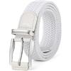 JASGOOD Cintura elastica intrecciata da uomo, cintura in tessuto elastico per jeans, pantaloni, 3,5 cm, casual, da uomo, donna, cintura da golf, confezione regalo
