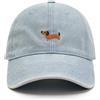 MONYRA Berretto da baseball unisex con ricamo a bassotto, berretto in jeans regolabile, 100% cotone, per donna e uomo, Azzurro (Light Wash)