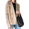 Suncadmious Giacca Casual da Donna Primaverile con Risvolto e Bottoni in Maglia con Maniche Patchwork Cravatta da Lavoro Blazer Casual in Tweed Doppiopetto (Kaki,L)