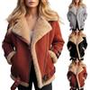 RUITOTP Giacca in Montone con Bottoni Cappotto in Finta Pelle Scamosciata da Donna Invernale da Senza Colletto con in Pile Sherpa