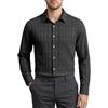 Generisch 2026, camicia jacquard, a maniche lunghe, da uomo, business, casual, con tecnologia effetto stropicciato, comoda, traspirante, retrò, vintage, per il tempo libero, Nero , M