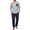 Crewhpo Pigiama Invernale Uomo Cotone Pigiami Caldo Girocollo Due Pezzi Lungo Pigiama da Notte Maniche Lunghe Pigiami da Casa Casual Leggero Blu Navy XXL