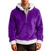 Generic DENGJIAMY Felpe pelose da uomo a blocchi di colore casual alla moda top in pile classico natalizio camicia Henley a maniche lunghe maglione natalizio con cerniera a 1/4, Viola, L
