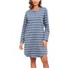 Lovasy Camicia da Notte Donna in Cotone Invernale Scollo Rotondo con Maniche Lunghe Vestito Pigiama Lungo Bottoni Davanti Morbida e Confortevole Sottoveste con Tasche B Azzurro S