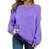 Generic Maglioni da donna con spalle scoperte maglione invernale leggero morbido confortevole maniche lunghe pullover in pile tinta unita maglioni casual top abbigliamento moda autunno abiti, Viola, S