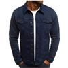 F6QUM Giacca di jeans da uomo Button Down Slim fit tinta unita manica lunga casual shacket jeans cappotto con patta tasca, blu navy, XL