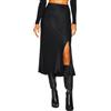 RSBFK Gonna longuette da donna a vita alta in raso elastico con spacco elegante a trapezio, Nero , M