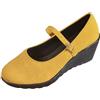 Generico Scarpe Donna Eleganti 37-42 EU con Zeppa e Fibbia Sandali Estive Comode in Scamosciata Casual Decollete Tacco Medio per Feste Cerimonia Danza Lavoro,Giallo,40