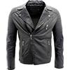 Infinity Leather Giacca da Uomo in 100% Pelle con Doppia Zip Incrociata Stile Motociclista Brando Slim Fit